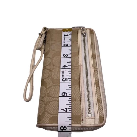 COACH Tan Cream Signature Canvas Wristlet Wallet - Picture 10 of 10